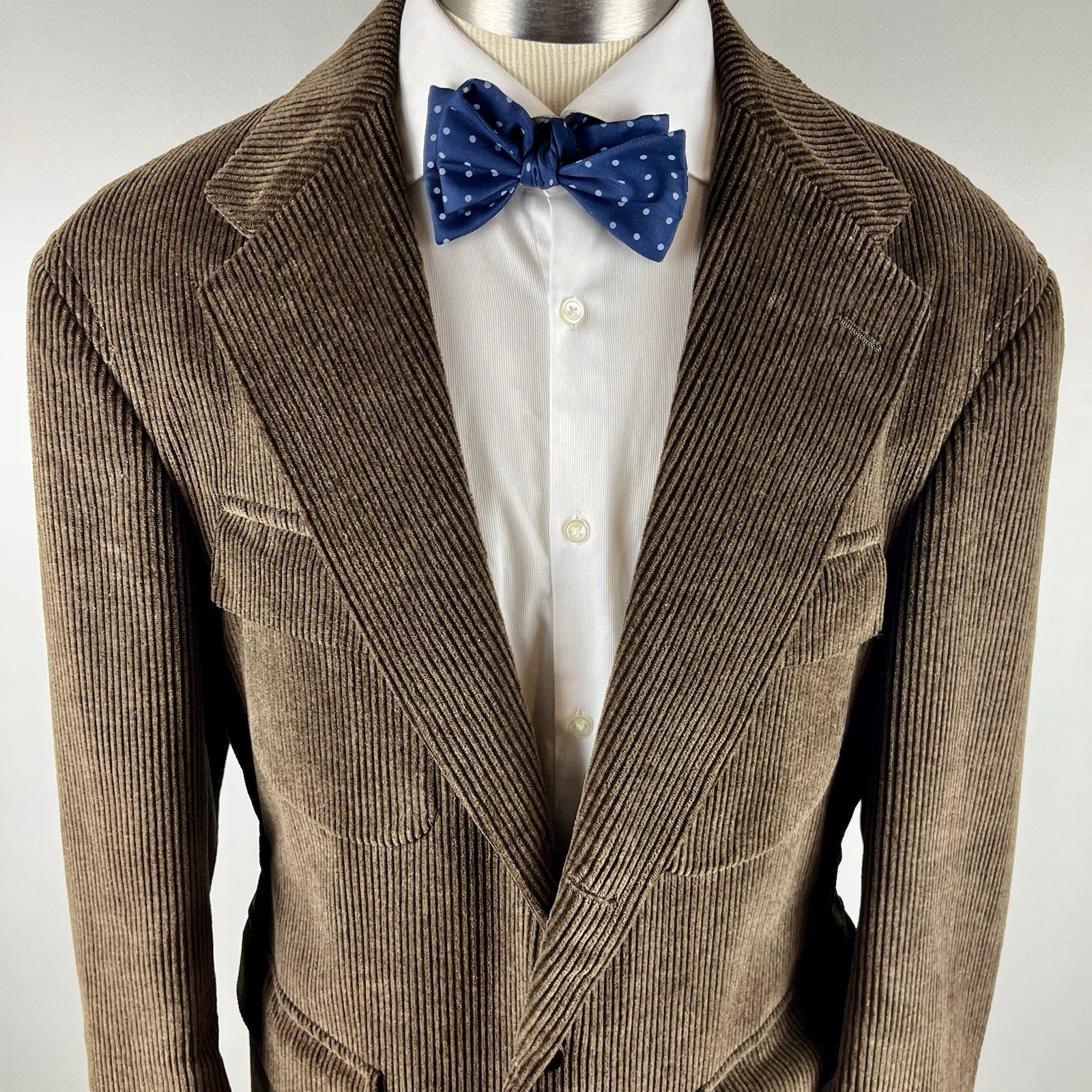 CLASSIC Tallia Uomo 42S brown cotton corduroy half belted 3 roll 2 blazer jacket