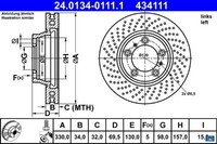 2X Bremsscheibe ATE 24.0134-0111.1 2 Bremsscheiben FüR Porsche