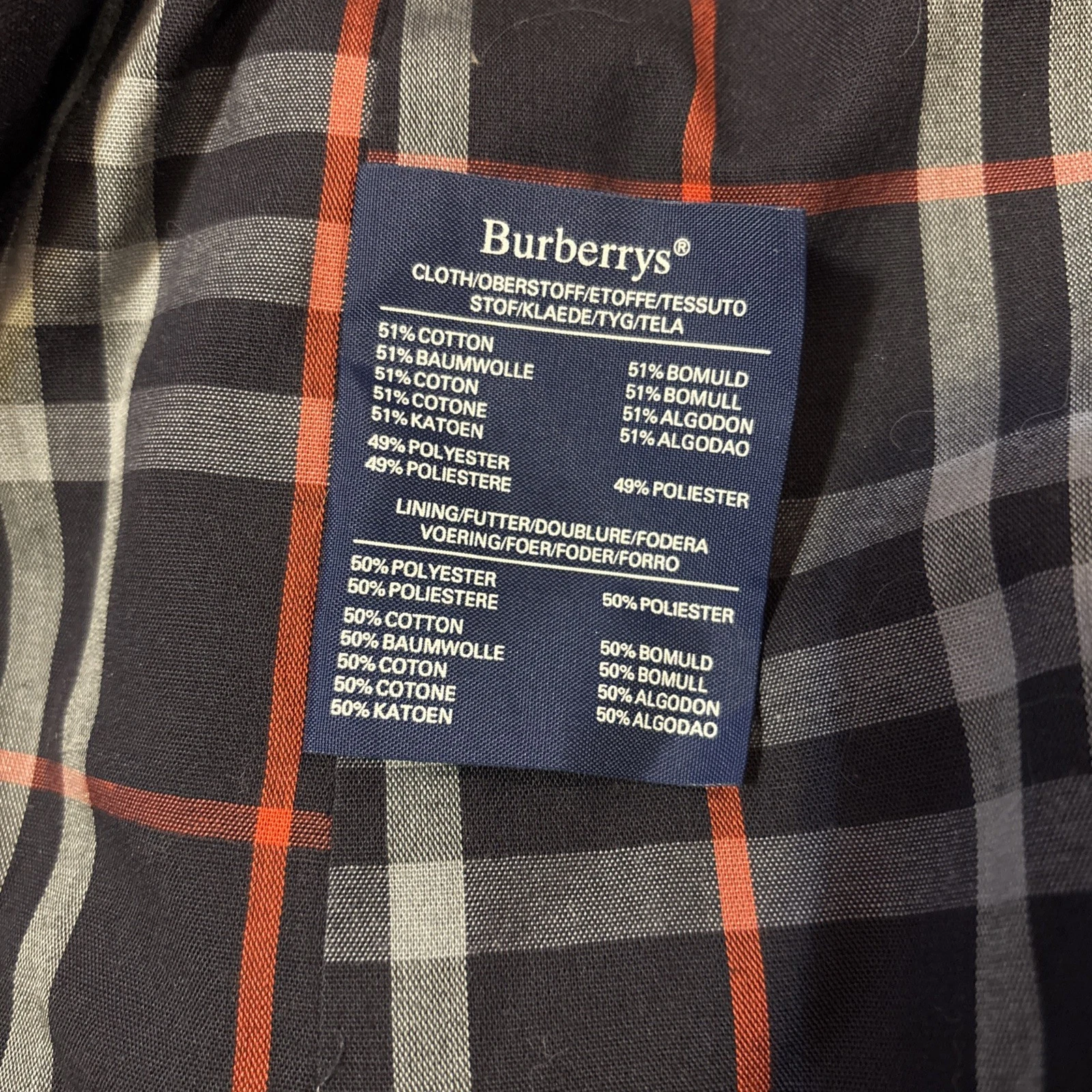 Burberrys Double Breasted Navy Blue Men's Trench Coat Superb Size 50 Long image 3