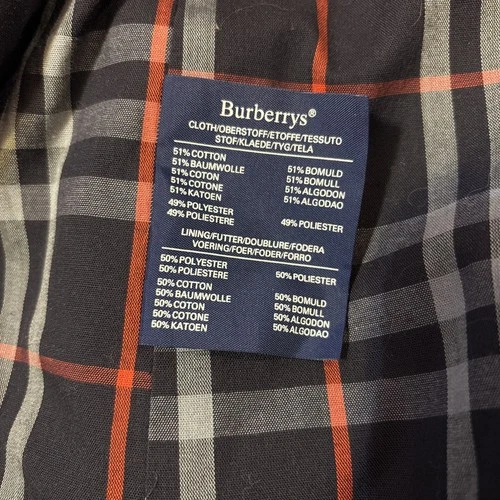 Burberrys Double Breasted Navy Blue Men's Trench Coat Superb Size 50 Long image 3