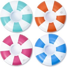 Vintage Stripe Drink Floaties 4 Pack Pool Drink Floats Inflatable Drink Holder F