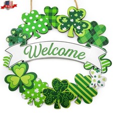 St. Patrick's Day Welcome Sign and Shamrock Door Wreath for Home Decor