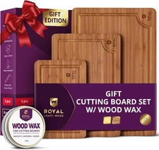 ROYAL CRAFT WOOD Bamboo 3-Piece (Box and Wood Wax), Carbonized (Brown) 