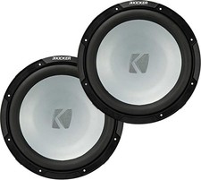 Pair QTY 2 Kicker 10" 350 Watt Peak 4 Ohm Single Voice Coil Marine Subwoofer