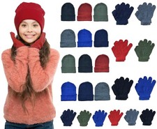 12 Pack Of Wholesale Beanie and Glove Winter Bulk Kit, Kids Adults Bulk Sets,...