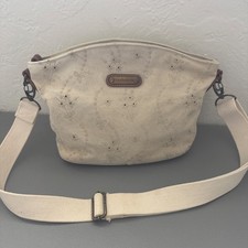 Liz Claiborne Vintage Crossbody Bag Ivory Canvas Eyelet 90s/Y2K