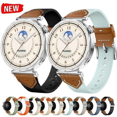 Leather+Nylon Strap Band For Huawei Watch GT 4 5 5 Pro 41 42mm Garmin Venu 3S 2S