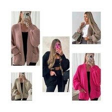 New Women Chunky Knitted Oversized Cardigan Ladies Balloon Long Sleeve  Cardigan