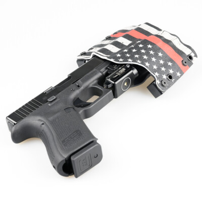 OWB Holster for OLIGHT PL-MINI 2 VALKYRIE 600 LUMEN - USA GRUNGE RED LINE