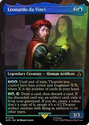Magic Leonardo da Vinci FOIL Borderless Assassins Creed Mythic Karte M/NM MTG EN