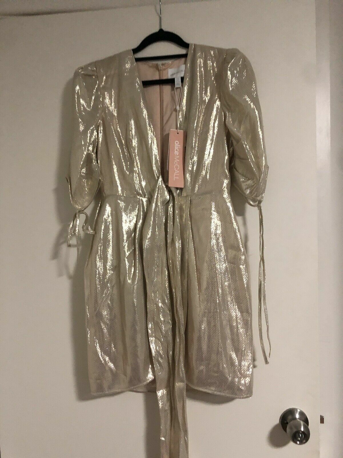 alice mccall astral plane mini dress Alice McCall Astral Plane Metallic Gold Ruffle Mini Dress XS/S