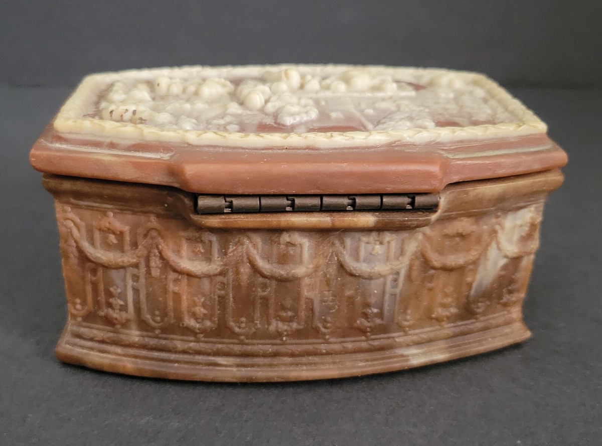 Vintage Incolay Stone Small Jewelry Box Cameo Relief Look | eBay