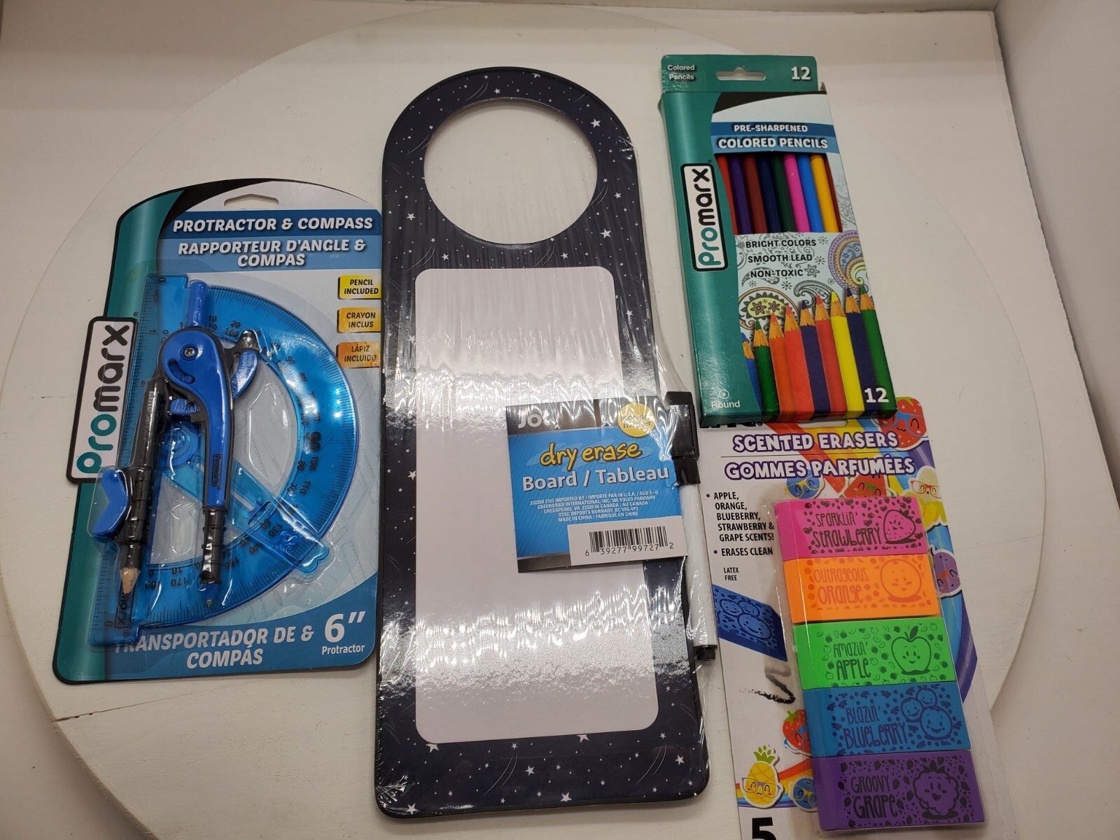 5 Sented Erasers  Protractor Star Dry Eraser Door Knob Board