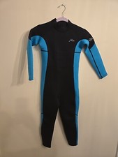 HEVTO Black/Turq Neoprene Guardian WETSUIT Full Body Surf Beach Kids Sz 10 YTH