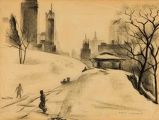 LOUIS LOZOWICK : Study for Winter Fun : Archival Art Print