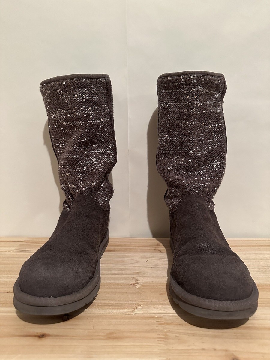UGG AUSTRALIA Camaya Women's Charcoal Grey Sweater Boots Size US