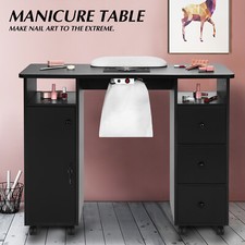 Black/White Manicure Table Nail Desk Beauty Salon Cabinet Drawer Wheel Wrist Pad