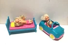 Barbie Vintage Chelsea Car / Bed / Doll Figures Set