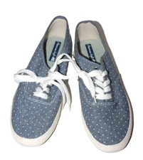 American Eagle Women's Bal Denim Polka Dot Canvas Lace-up Sneaker 173990 9- 10M