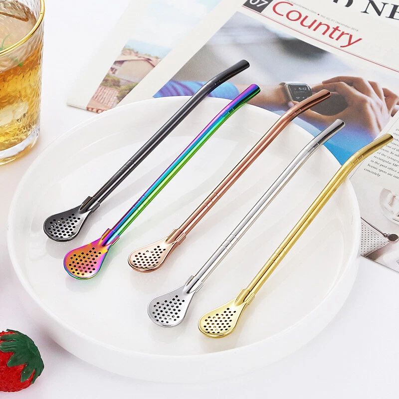 10pcs Yerba Mate Straw Spoon Bombilla Stainless Steel Metal FIlter 18cm Long - Image 4 of 4