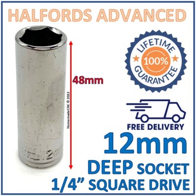 Halfords Advanced 12 mm 1/4 Zoll Vierkant 6 Punkt tiefe Steckdose - lebenslange Garantie