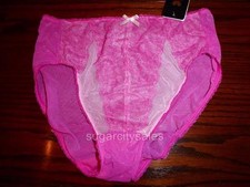 NWT WACOAL RETRO CHIC LACE  MESH HI CUT BRIEF PANTIES 841186 658 brt pink