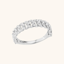 White Gold Diamond Link Ring 14K