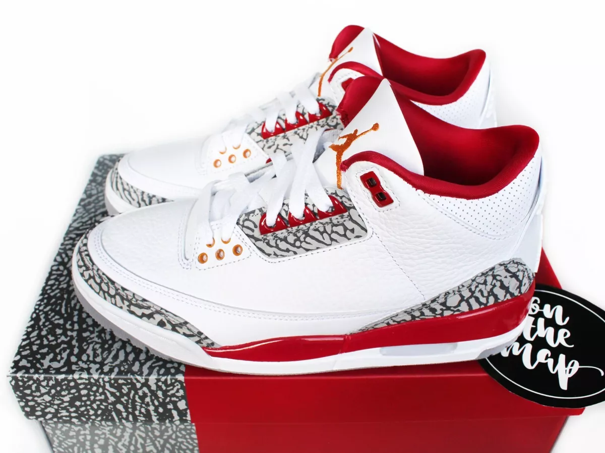 Nike Air Jordan 3 Retro Cardinal Red White 2022 UK 3 4 5 6 7 8 9