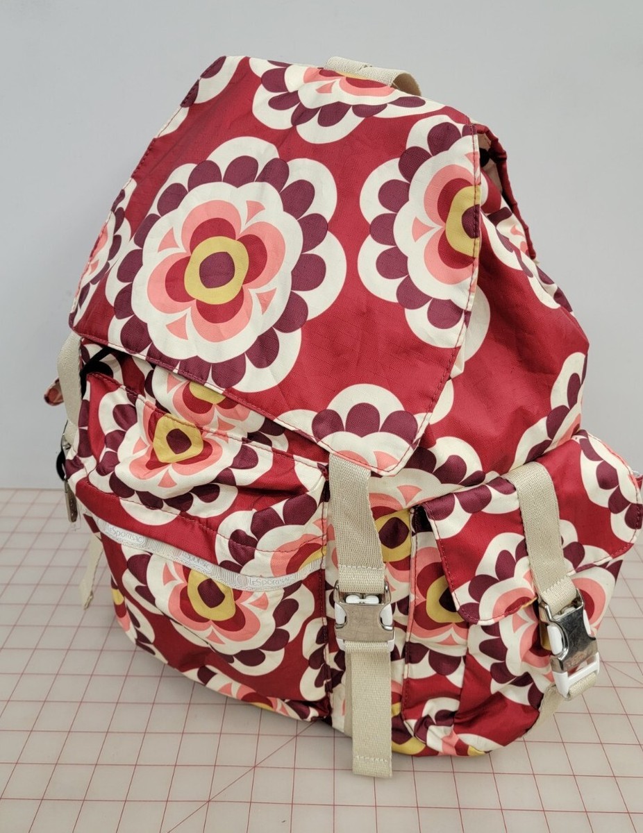 LeSportsac Vintage Voyager Backpack With Metal Buckles & Pouch | eBay