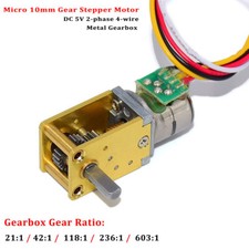 Mini 10MM DC 5V 2-Phase 4-Wire Metal Gearbox Worm Gear Stepper Motor US SHIP