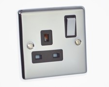Windsor Range - Polished Chrome Sockets and Switches Black Trim