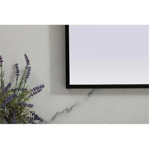 Elegant Decor Blaire 36x30" Arch Modern MDF Wood/Iron Mirror in Black - Picture 6 of 9