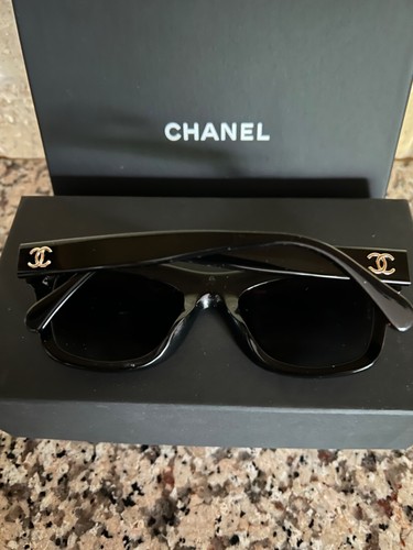 CHANEL CLASSIC 2024 NEW TAGS GOLD CHAIN BLACK LEATHER SUNGLASSES GOLD CC BOX - Picture 14 of 24