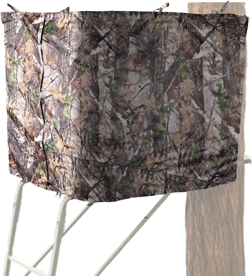 Rhino Valley Hunting Blind Cover 142"x35" - Tree Stand Camo Netting With Zipper, Silent Buttons, Enhanced Straps For Deer Hunting