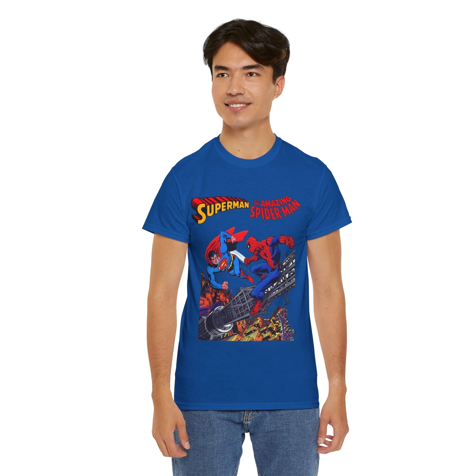 Superman & Amazing Spider-Man T-Shirt - DC/Marvel Comics Crossover - 1970s