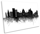Jackson Abstract City Skyline Print CANVAS WALL ART Picture Black