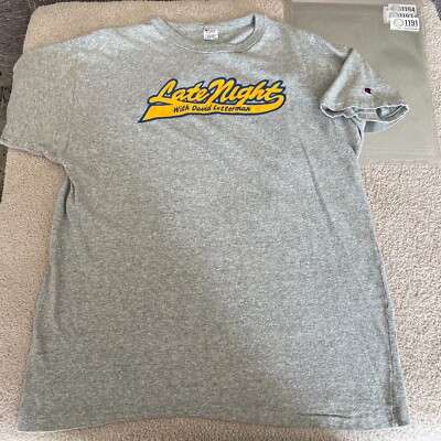 VINTAGE Champion Late Night Dave Lettermen Shirt Adult Extra Large Gray 80s 1982