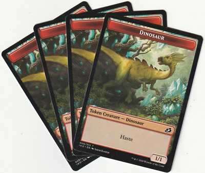   4 MAGIC The Gathering DINOSAUR Red Creature Token MTG PLAYSET IKO/EN 2020
