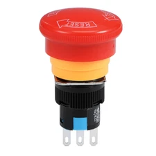 Uxcell 16Mm Mounting Hole Latching Emergency Stop Push Button Switch NO NC Red