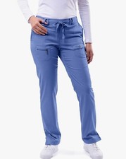 Adar Pro NWT Sealed Tailored Fit Womens Cell BLUE M Pants Scrubs 6 Pocket Design