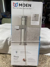 NEW Moen Rinza 1 Handle Single Hole Bathroom Sink Faucet w/ Drain (Chrome) 84627