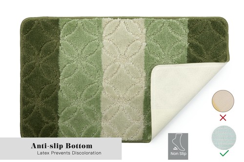 Non Slip 2 Piece Bathroom mat Rug & Pedestal mat with Woven Graduated Stripes - Picture 3 of 47