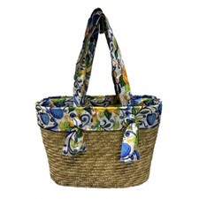 BORSA MARE spiaggia SHOPPING IN PAGLIA CON FASCIA 55X10H35 COL. ASSORTITI