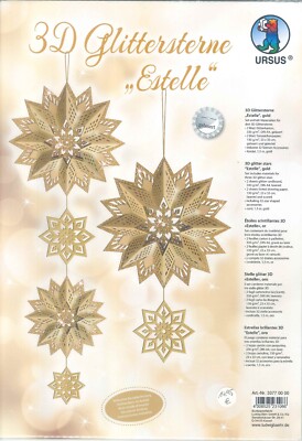 3D Glittersterne Estelle gold incl. Bastelanleitung