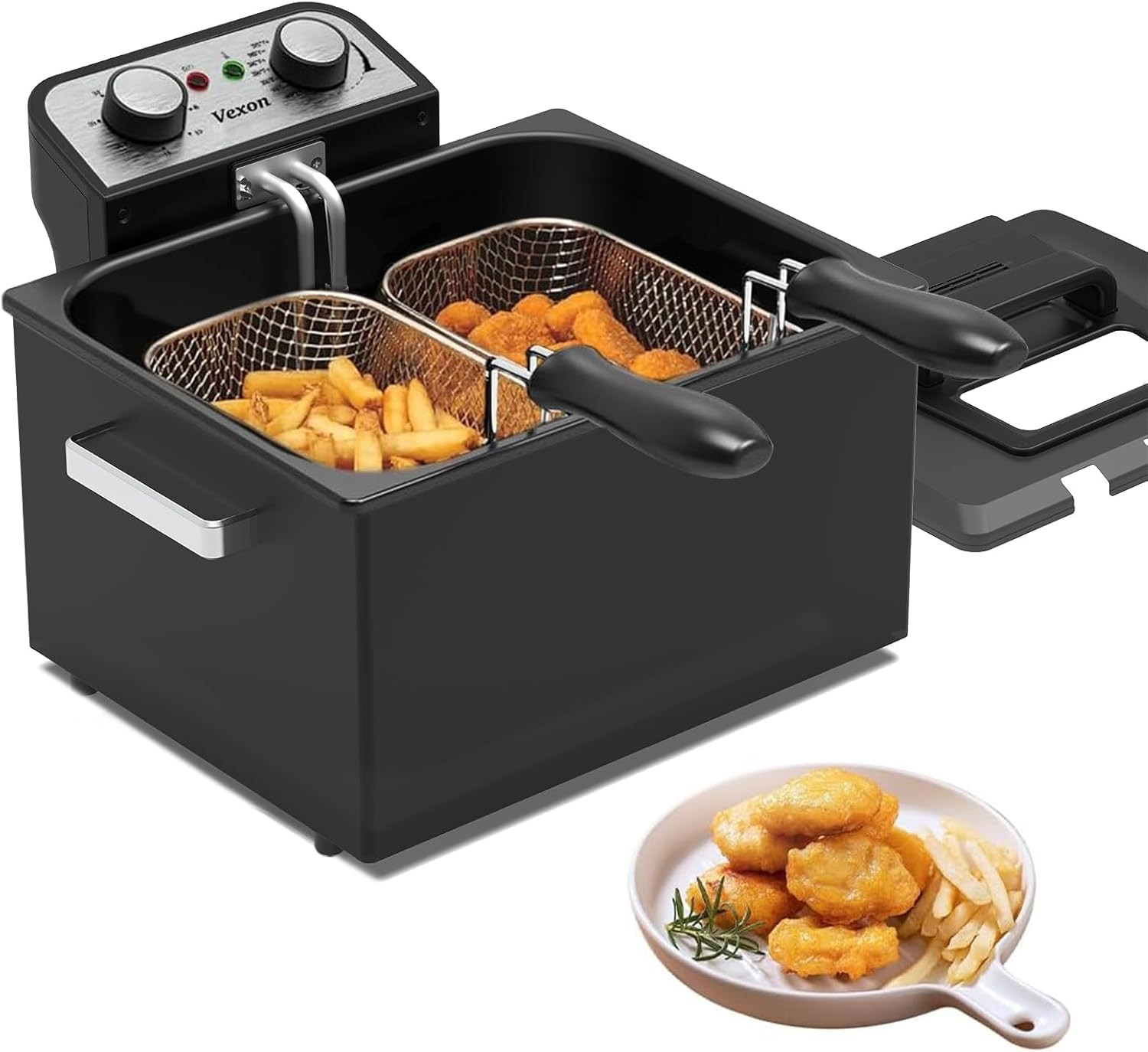 5l With 3 Baskets & Adjustable Temp For Home Cooking