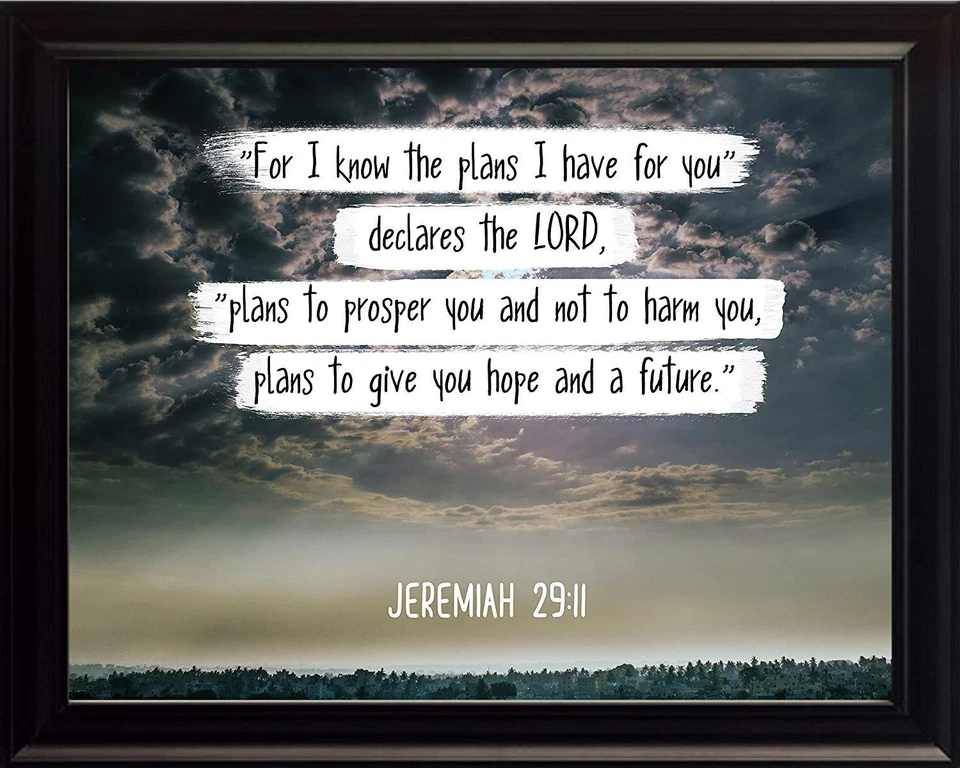 WESELLPHOTOS Jeremiah 29:11 "For I know the plans" Bible Verse Poster or Framed Wall Art