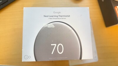 Google Nest Learning Thermostat (4th gen) w/ Temperature Sensor Black New Sealed