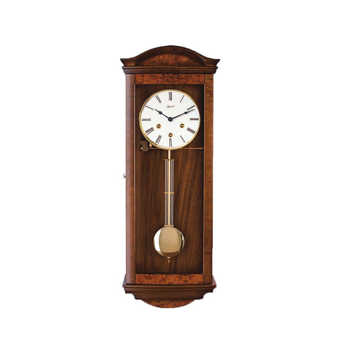 Hermle IsabellaKey Wind 8 Day Walmut Wall Clock with Walmut Burl Hand Rubbed