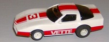 "NEW" TYCO 3 WHITE/RED CORVETTE 440 CHASSIS HO SLOT CAR