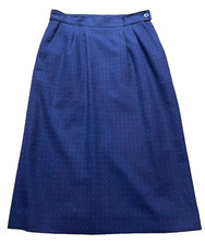 Vintage Miss Pendleton USA Navy Red Polka Dot Wool Midi Secretary Skirt 8 S/M